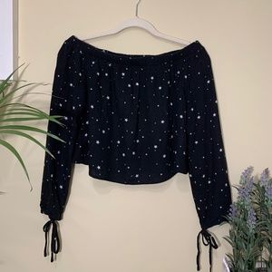 Black Off-The-Sholder Top With Star Detailing